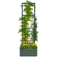 HOCHBEET DE-12230 mit Tomatenkäfig 61/61/187 cm mit offenem Boden Grün - Grün, Metall (61/187/61cm) - ComfortXL