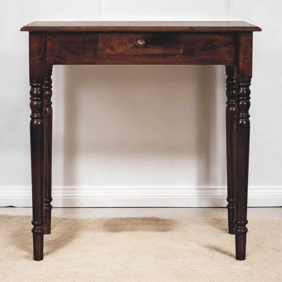 SCHREIBTISCH mit California-Walnuss-Finish, 1 Schublade, 4 nordische Beine. - Dunkelbraun, Holz (80/45/78cm) - Artisan Furniture