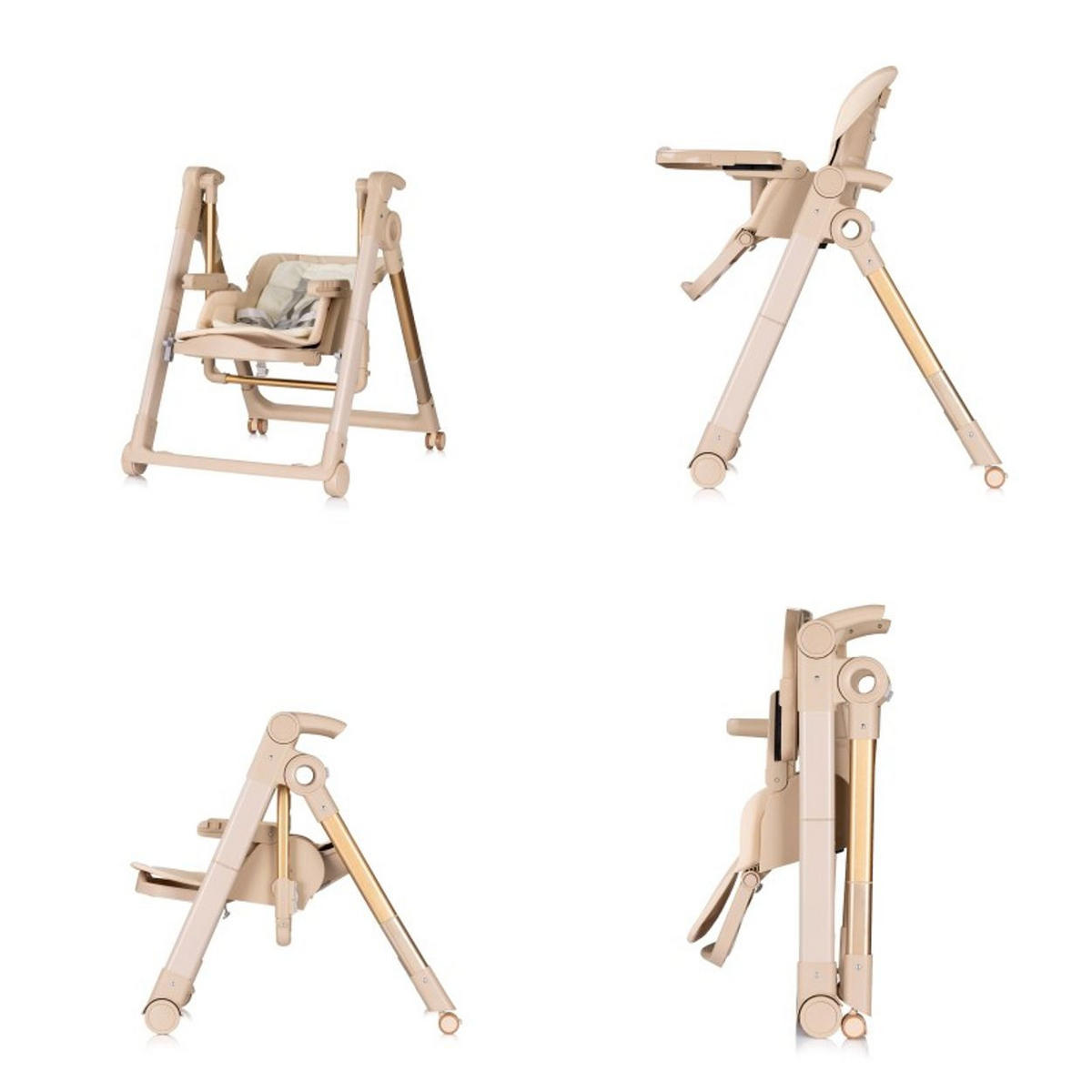 HOCHSTUHL 2 in 1 Super Chef beige Babyschaukel, Fußstütze, klappbar - Beige, Kunststoff (59/101/73cm) - Chipolino
