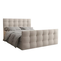 BOXBETT Orchido 140/200 cm in Beige – mit Bettkasten und Komfort - Beige/Schwarz, Holz/Holzwerkstoff (140/200cm) - AX Living