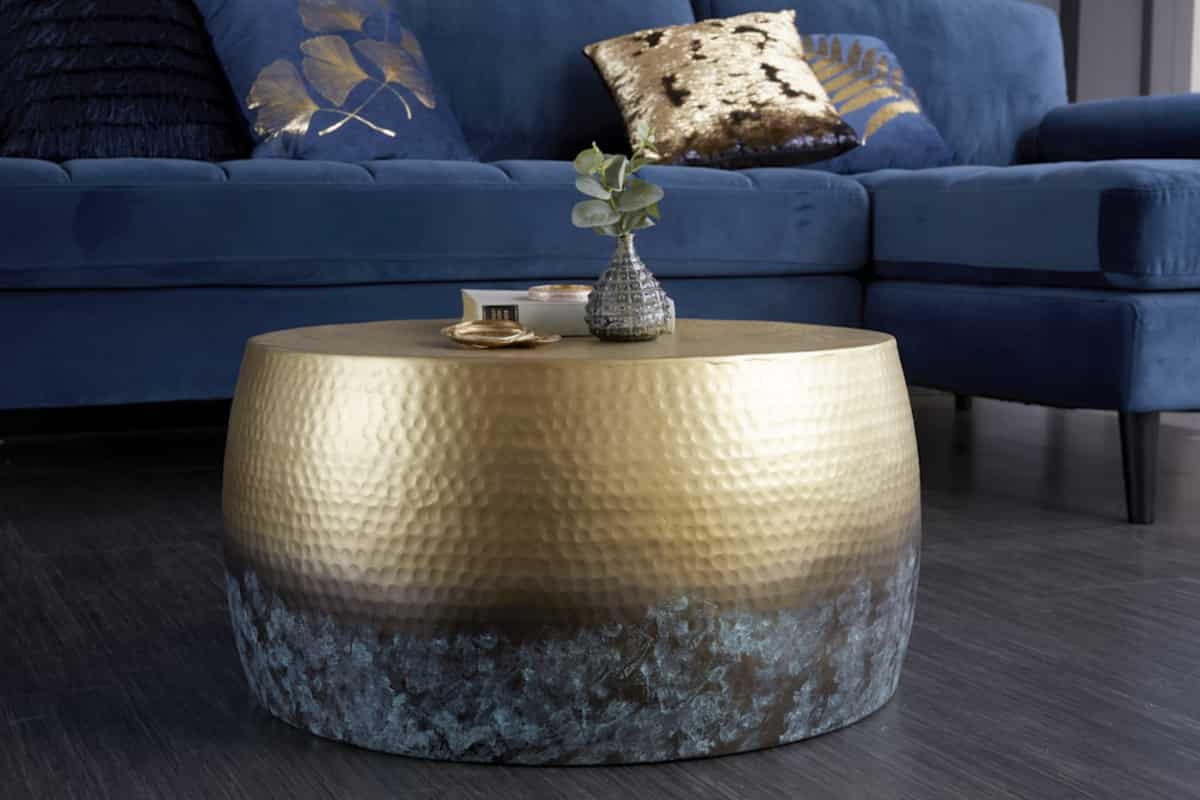 COUCHTISCH ORIENT III Metall Gold 60 cm - Blau/Goldfarben, Metall (60/60/31cm) - riess-ambiente