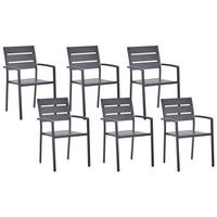 GARTENSTUHL 6er-Set Kunstholz Schwarz Vernio - Schwarz, Kunststoff (54/88/57cm) - Beliani