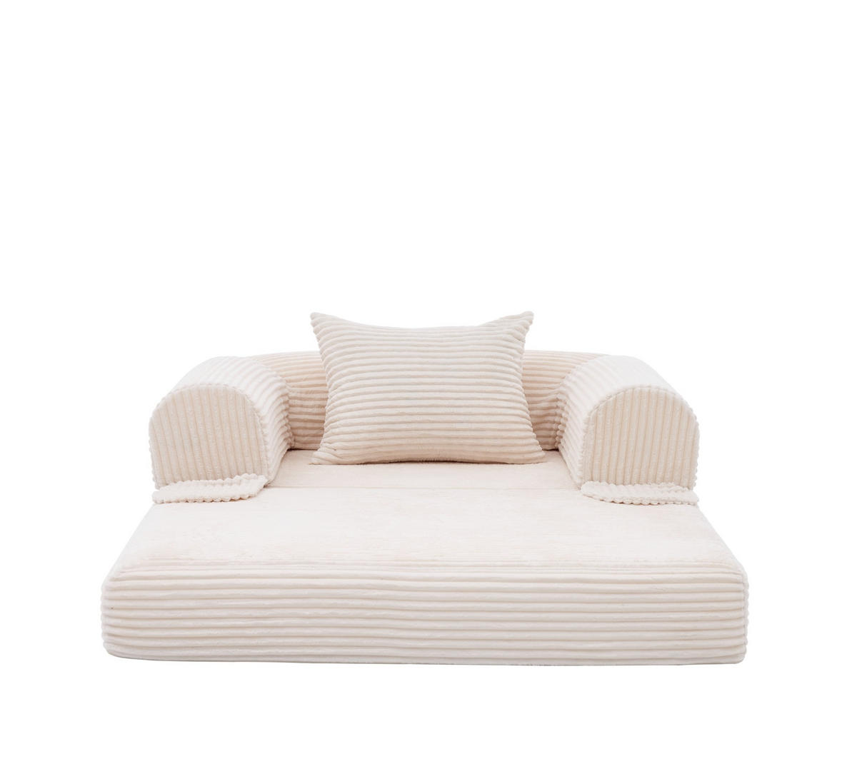 SCHLAFSOFA 2-in-1 Cord Beige mit Kissen - Beige, Kunststoff (85/65/120cm) - Meubliv