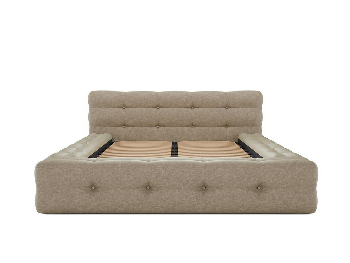 BETT mit Bettkasten - 2 Personen - Stoff - Beige - Beige, Textil (140/190cm) - Vente-Unique