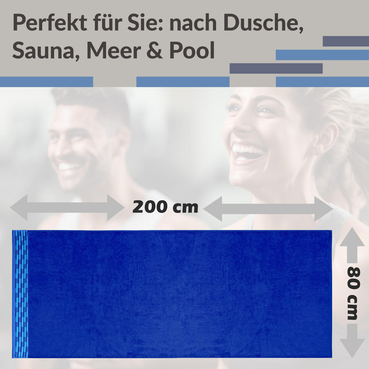 SAUNATUCH Lugano Königsblau 80x200 cm - Dunkelblau, Textil (80/200cm) - Lashuma