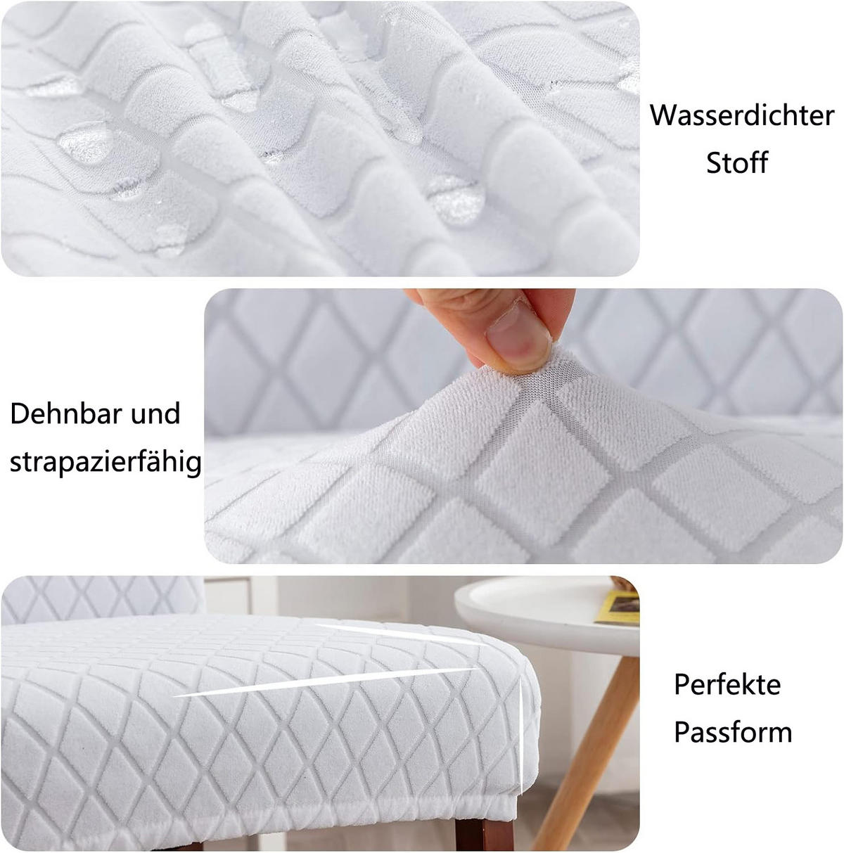 STUHLHUSSE Premium Wasserdicht Stretch Stuhlbezug Weiß 2 Stück - Weiß, Textil (45/45cm) - Kaket