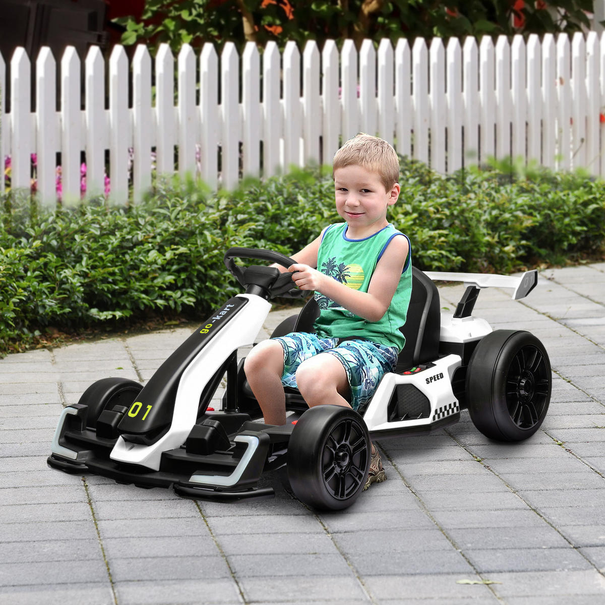 KINDER-DRIFT-KART Kunststoff Metall Weiß - Weiß, Kunststoff (120/76/53.5cm) - HOMCOM