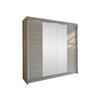 SCHWEBETÜRENSCHRANK Talin II, mit RGB LED Beleuchtung - Silberfarben/Sonoma Eiche, Holzwerkstoff/Metall (180/215/58cm) - MIRJAN24