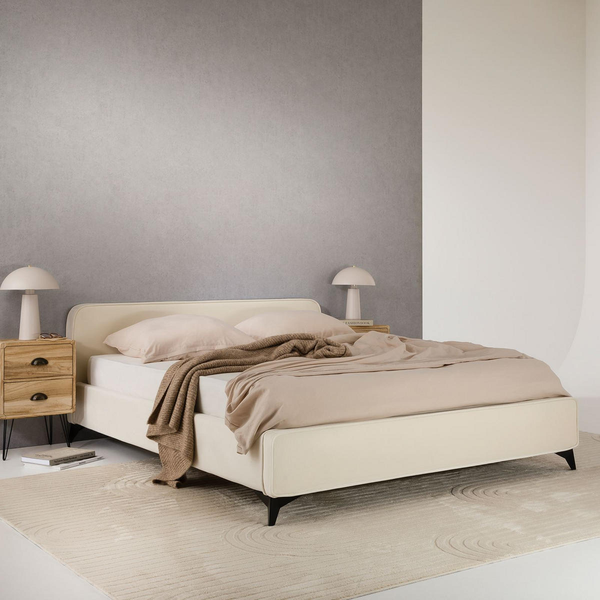 POLSTERBETT LAVORO 140x200 cm cremeweiß - Creme, Textil (140/200cm) - IDIMEX