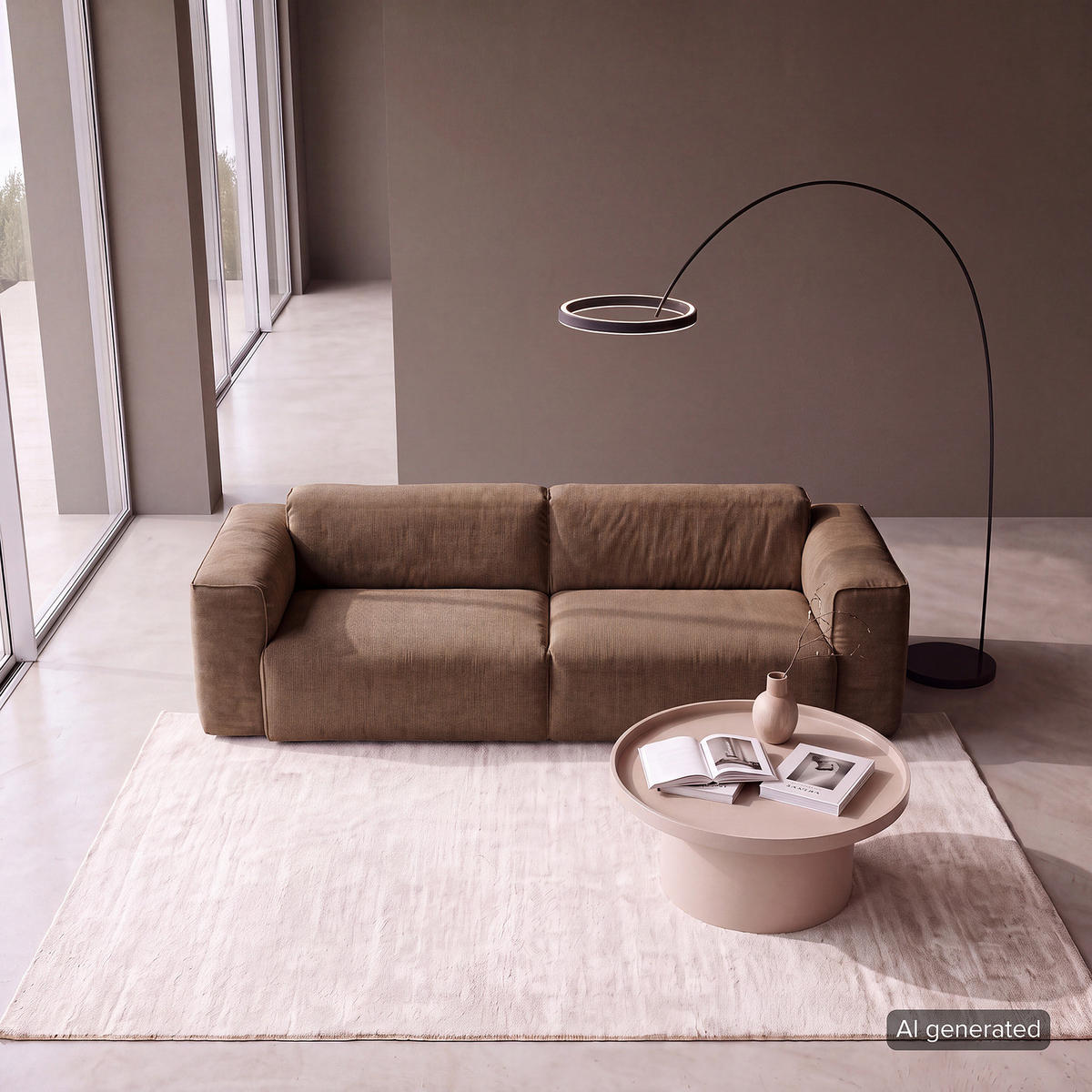 3-SITZER SOFA - Taupe/Schwarz, Kunststoff/Textil (251/71/102cm) - home24