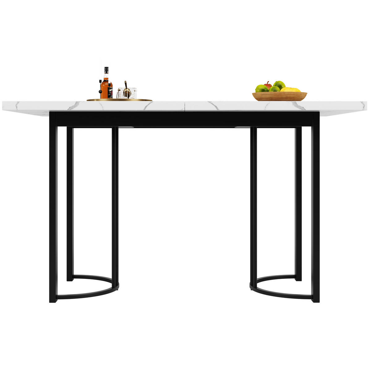 ESSTISCH 140-179,5/80/75,5 cm in Weiß/Schwarz ausziehbar mit Metallgestell - Weiß, Holzwerkstoff (140/80/75.5cm) - Flora Grace