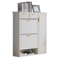 SCHUHSCHRANK 95/107,5/24 cm Weiß aus Spanplatte mit verstellbaren Regalen - Weiß, Holzwerkstoff (95/107/24cm) - OKMYHOME