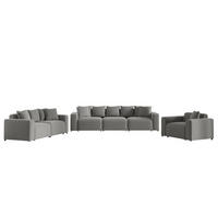 SOFASET Megan 3-2-1 In Salvador - Grau, Holzwerkstoff/Textil (327/75/98cm) - Fun Möbel