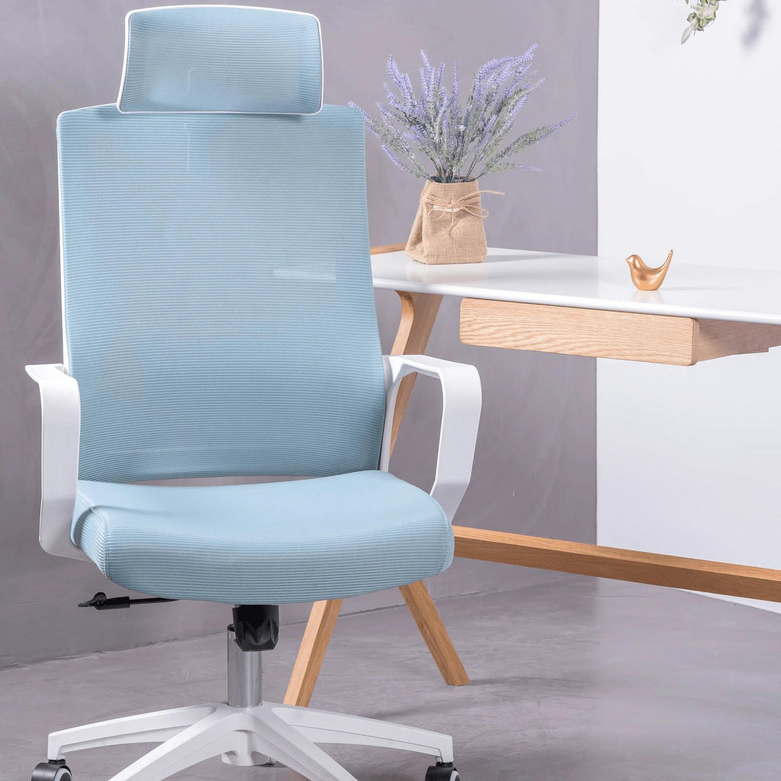 SCHREIBTISCHSTUHL Textil Blau - Blau, Textil (60/114/58cm) - Nest Dream