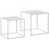 2ER-SET Couchtisch, Eckiger Beistelltisch, Kaffeetisch mit Stahlgestell Weiß - Weiß, Metall (40/40/40cm) - HOMCOM
