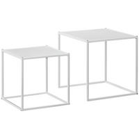 2ER-SET Couchtisch, Eckiger Beistelltisch, Kaffeetisch mit Stahlgestell Weiß - Weiß, Metall (40/40/40cm) - HOMCOM