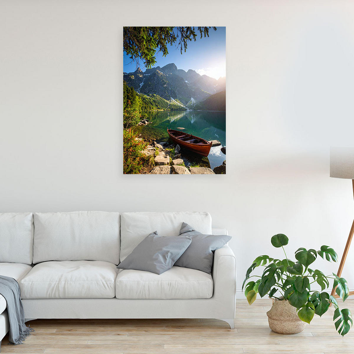 LEINWANDBILD, Meer Auge Berg Landschaft Natur Winter - Grün, Textil (30/45cm) - Feeby