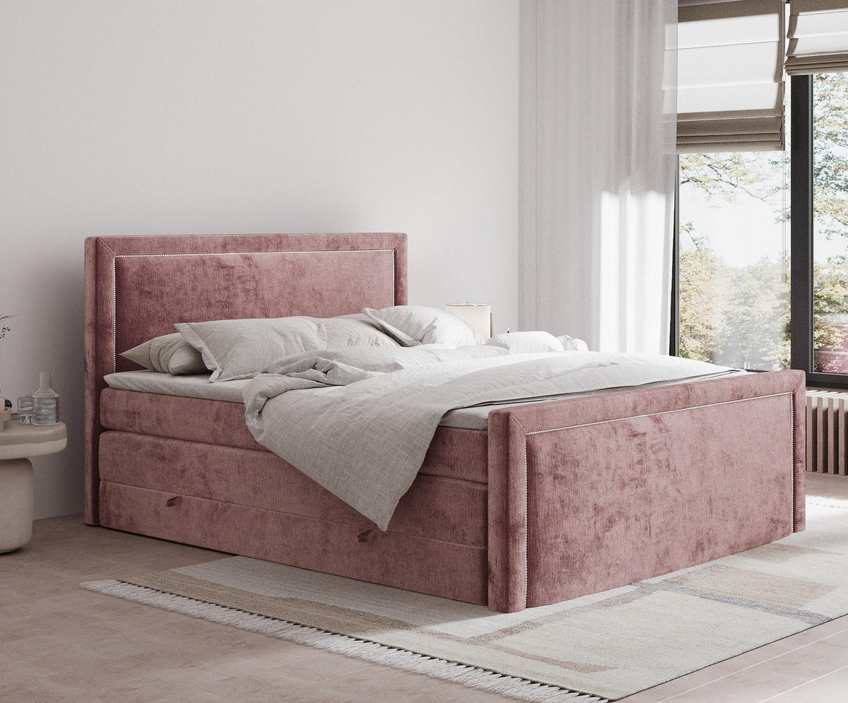 BOXSPRINGBETT Lavenda Rosa 160/200 cm - Schwarz/Rosa, Holz/Holzwerkstoff (160/200cm) - Maison de Reve