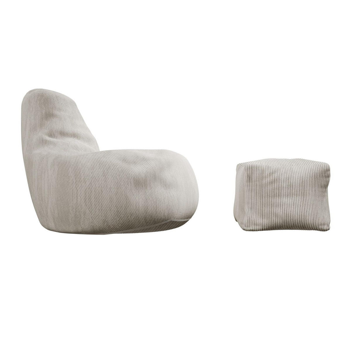 SITZSACK Chillex mit Hocker L Cord beige - Beige, Textil (75/84/79cm) - Juskys