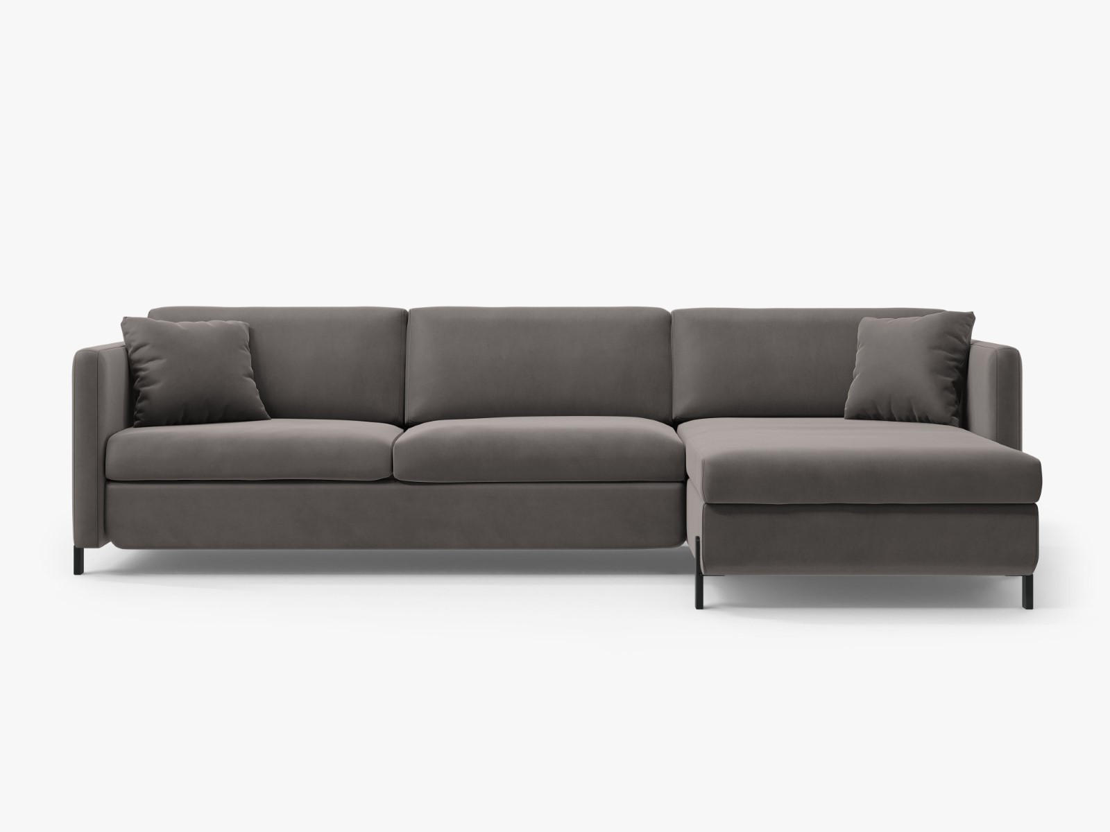 ECKSOFA ausklappbar rechts Gloria aus Samt grau 5 Sitzplätze - Grau, Textil (170/280cm) - Micadoni