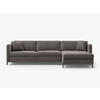 ECKSOFA ausklappbar rechts Gloria aus Samt grau 4 Sitzplätze - Grau, Textil (260/170cm) - Micadoni