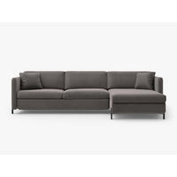 ECKSOFA ausklappbar rechts Gloria aus Samt grau 5 Sitzplätze - Grau, Textil (170/280cm) - Micadoni