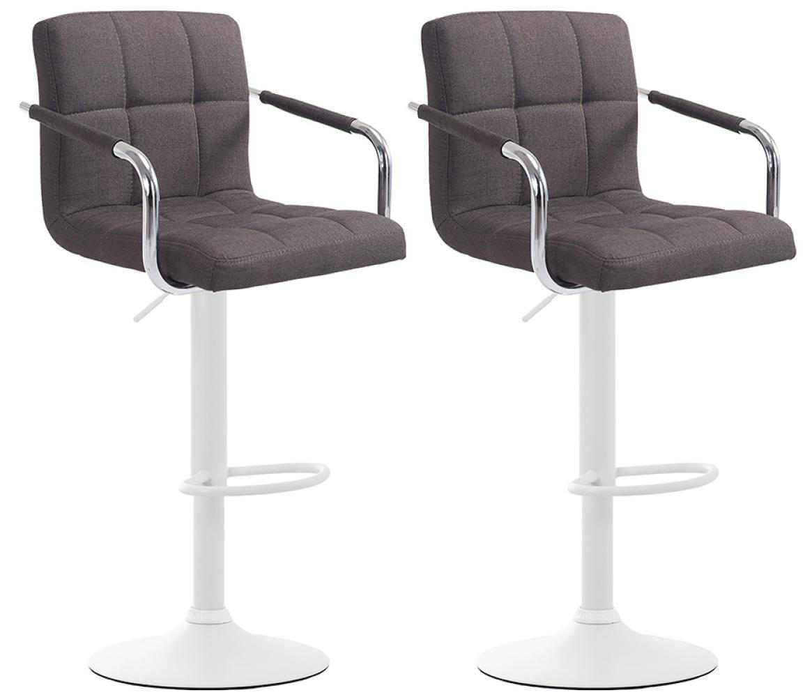 BARHOCKER 2er Set Stoff dunkelgrau - Dunkelgrau/Weiß, Textil/Metall (54/91/46cm) - CLP