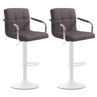 BARHOCKER 2er Set Stoff dunkelgrau - Dunkelgrau/Weiß, Textil/Metall (54/91/46cm) - CLP