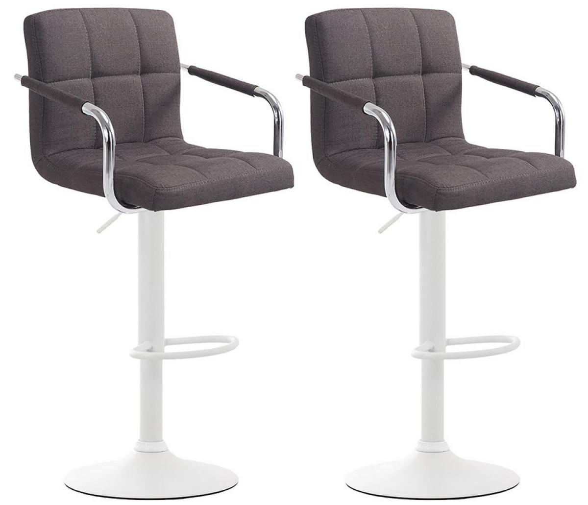 BARHOCKER 2er Set Stoff dunkelgrau - Dunkelgrau/Weiß, Textil/Metall (54/91/46cm) - CLP