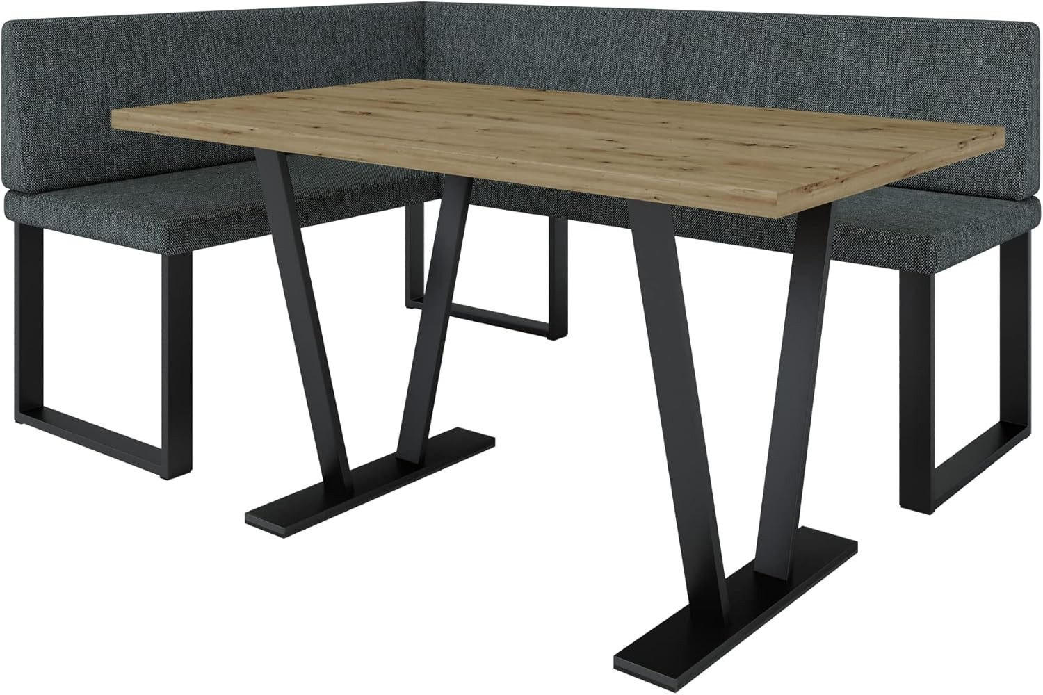 ECKBANKGRUPPE Alina - INARI-Stoff - 128 x 168 cm - Links - Grau - Grau, Textil/Metall (168/87/128cm) - AN-Moebel 4u