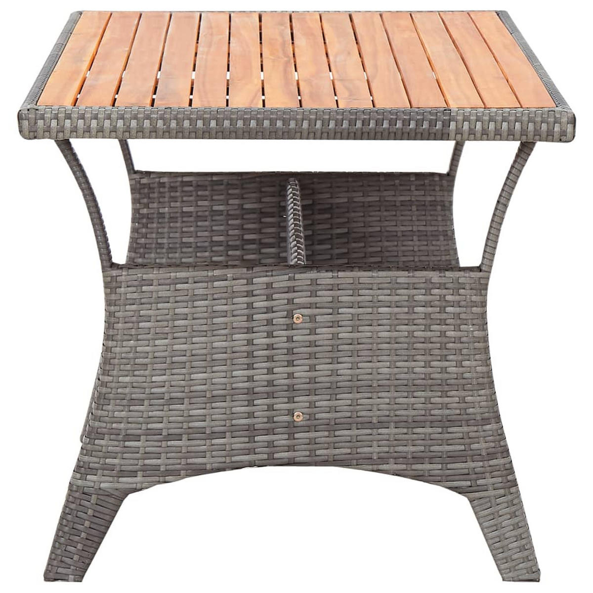 GARTENTISCH, 120/70/66 cm, aus Akazie Massivholz und PE-Rattan, Grau - Grau, Holz (70/120/66cm) - vidaXL