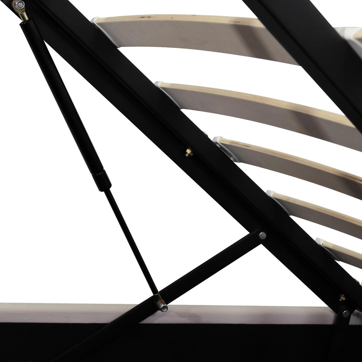 POLSTERBETT 140x190 Hydraulik Knopf Nieten Velours Schwarz Beige - Beige, Textil (180/200cm) - FLIEKS