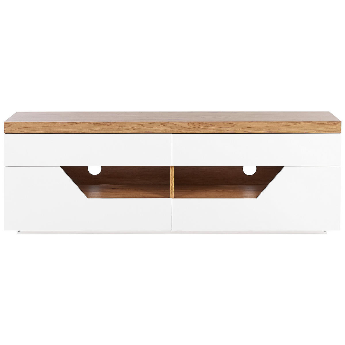 TV OMARICA bela, svetlo rjava CHEVAL 40/140/50 cm - bela, leseni material (140/50/40cm) - Beliani