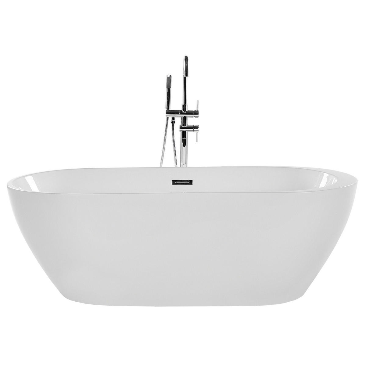 BADEWANNE FREISTEHEND 75x160x58 cm weiß Nevis - Weiß, Kunststoff (75/58/160cm) - Beliani