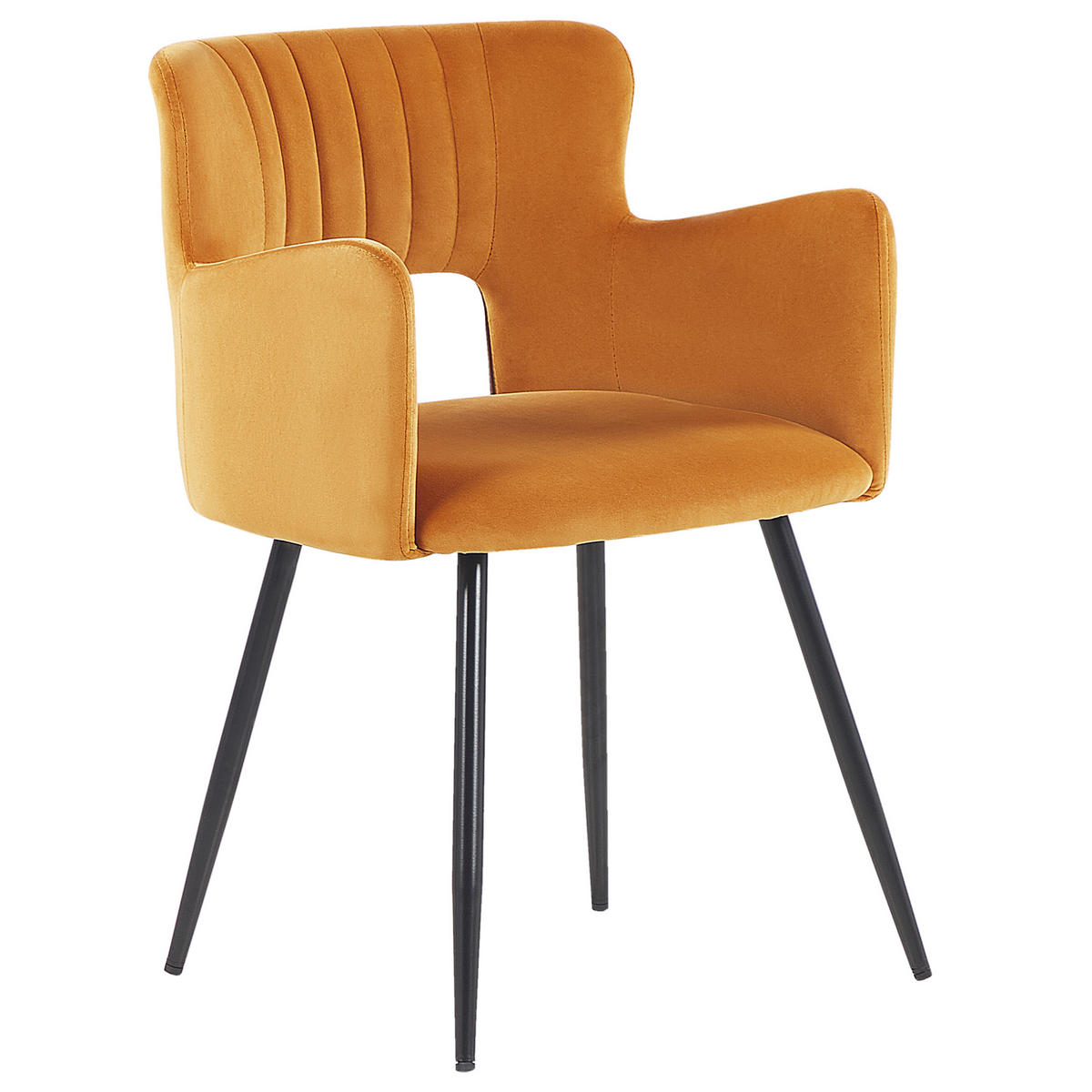 ESSZIMMERSTUHL 2er-Set Samtstoff Orange Sanilac - Orange, Textil/Metall (52/75/44cm) - Beliani