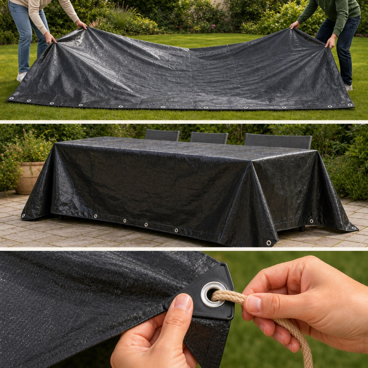 ABDECKPLANE Schwarz wasserdicht 4x5 m - Schwarz, Kunststoff (500/400/0.1cm) - Relaxdays