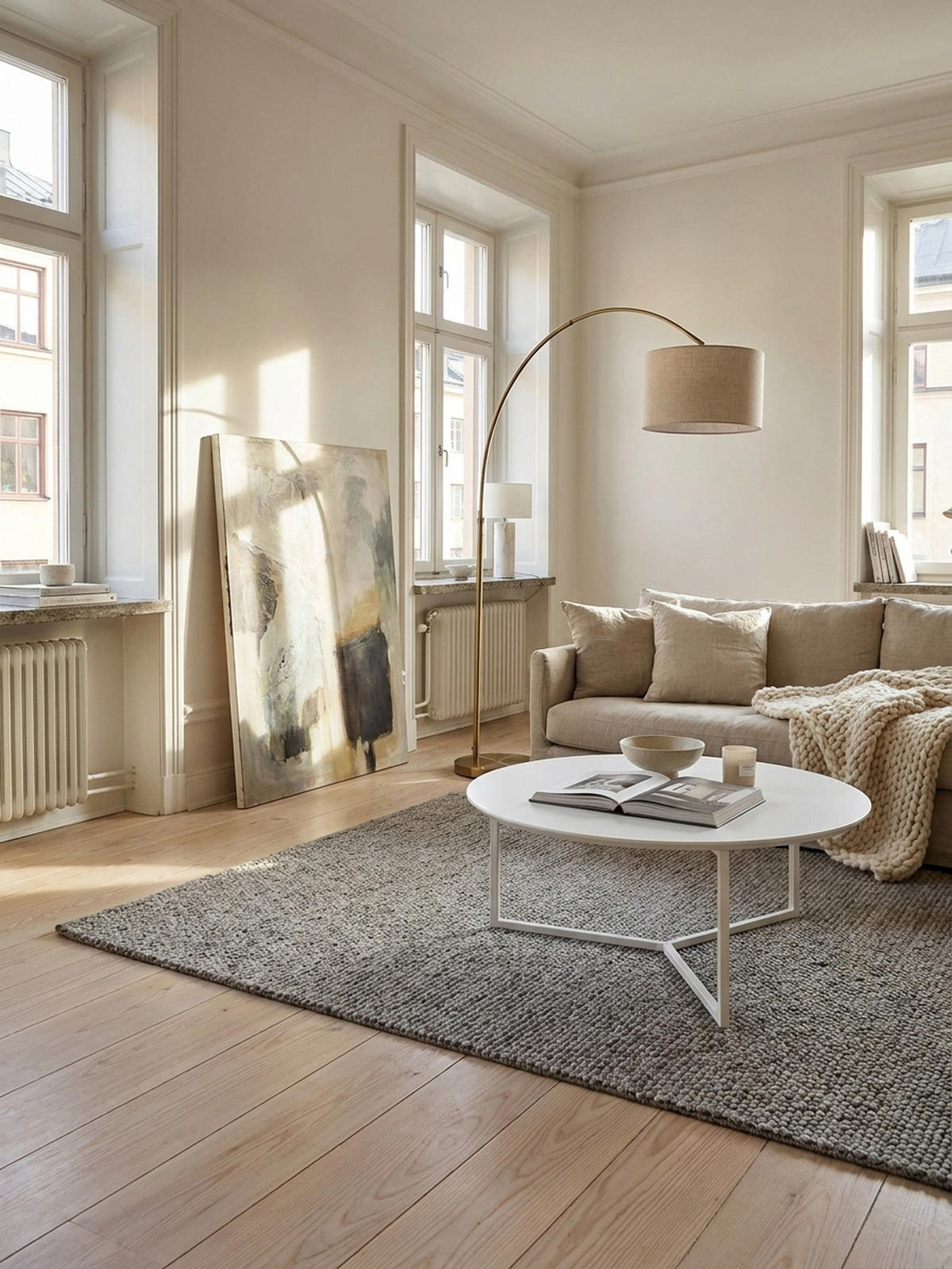 COUCHTISCH rund, Weißes MDF-Holz mit Metallbeinen, Durchmesser 80 cm, Höhe 33 cm - Weiß, Holz/Metall (80/80/33cm) - KADIMA DESIGN