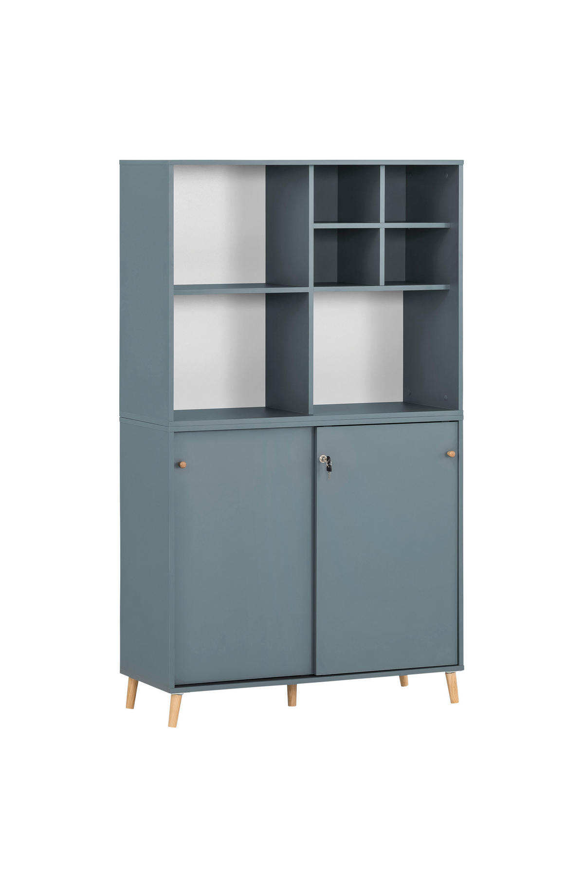 AKTENREGAL Jaguar Set AKTENSCHRANK & REGALKREUZ Breite 100 cm Blau - Blau, Holz (100/168.7/41cm) - PROREGAL