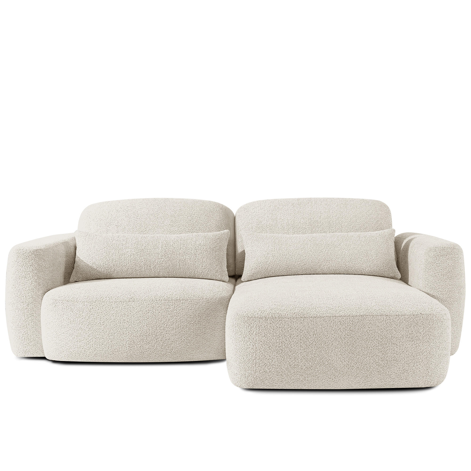 ECKSOFA rechts ELOSA - Weiß, Holz/Textil (245/165cm) - KONSIMO®