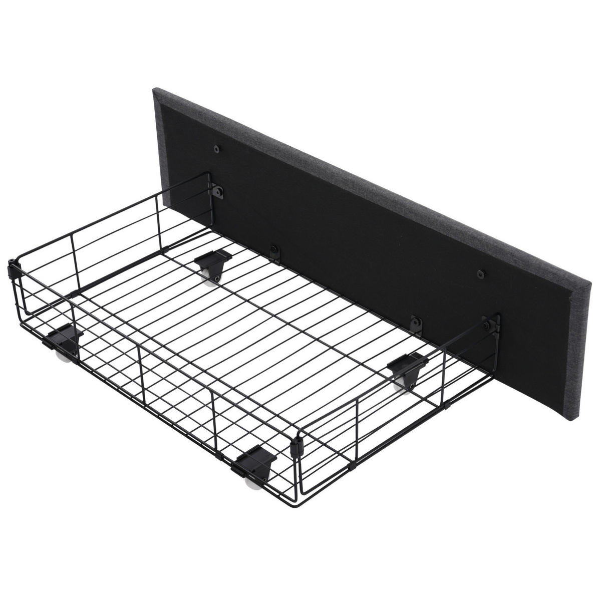 POLSTERBETT aus Leinen 90x200 cm Grau mit LED-Beleuchtung, USB- und Typ-C-Anschluss sowie 2 Schubladen - Grau, Textil (90/200cm) - IVMEU