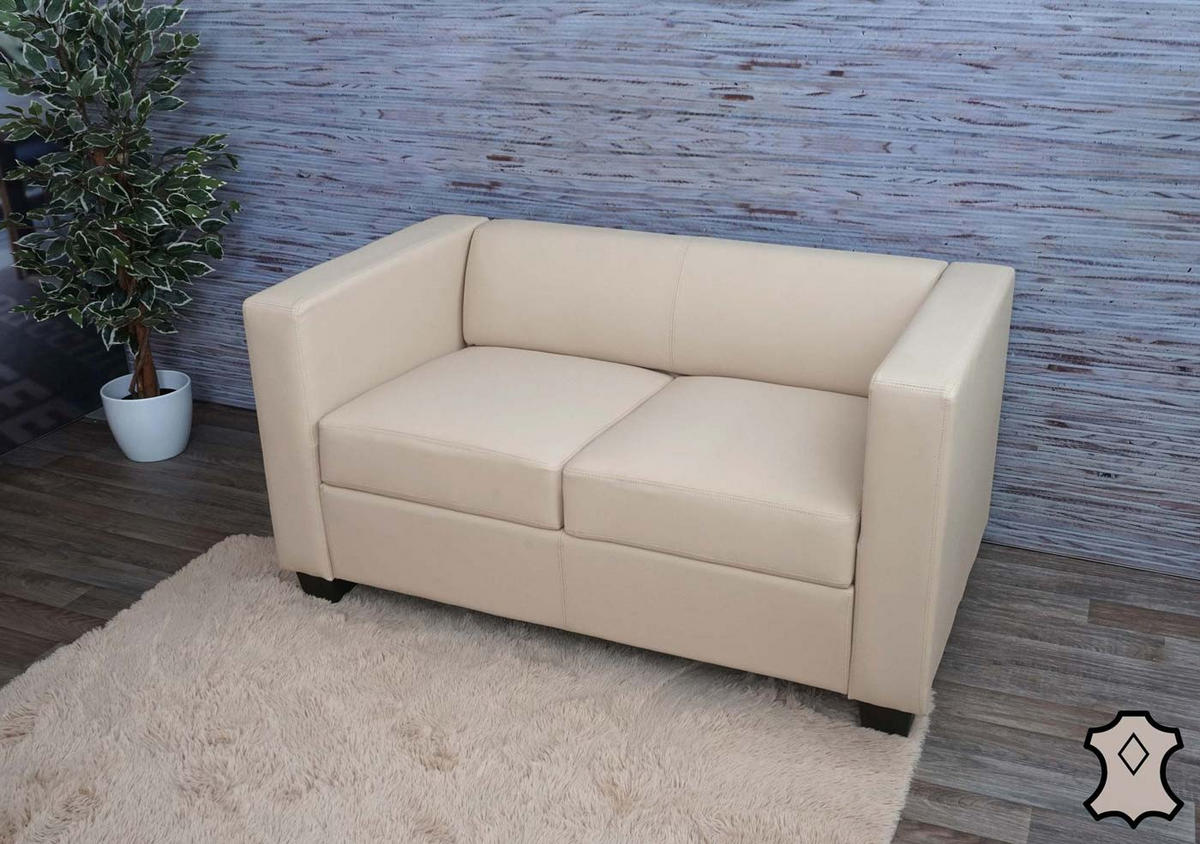 2ER SOFA Cremeweiß - Weiß, Leder (137/70/75cm) - MCW