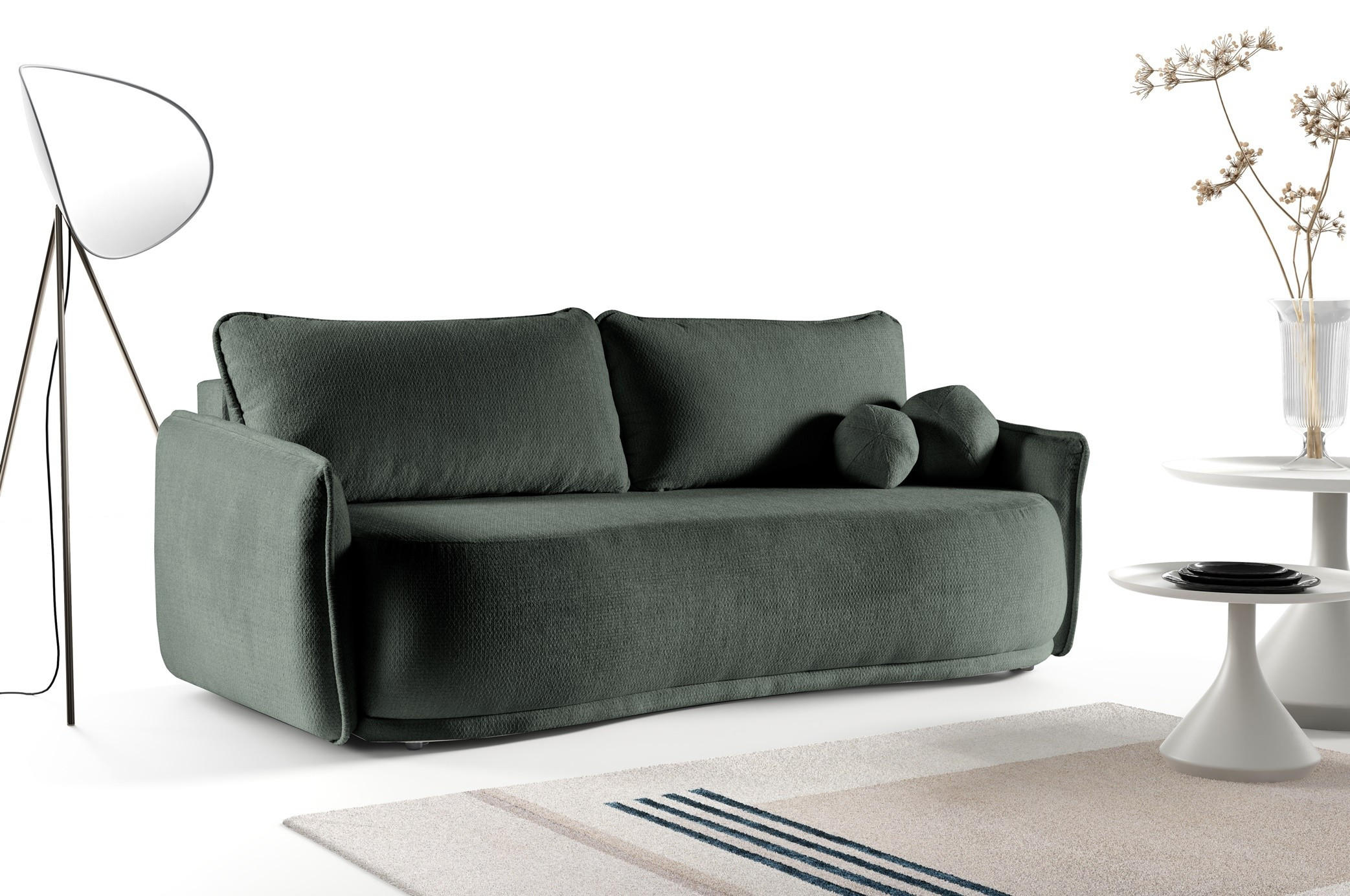 SOFA Perugia Dunkelgrün, mit Schlaffunktion - Dunkelgrün, Holzwerkstoff/Textil (231/93/106cm) - Bettso