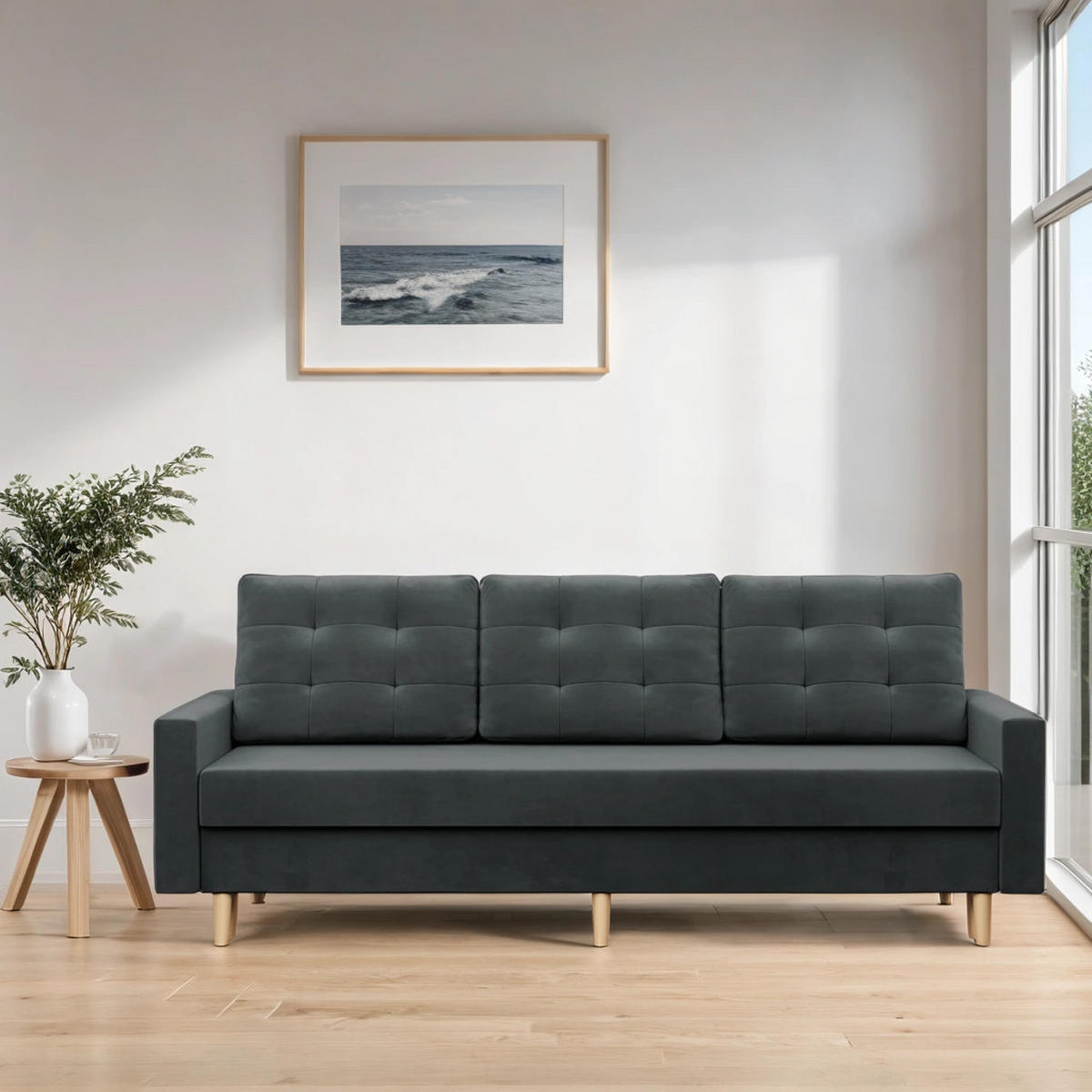 SOFA Blank dunkelgrau 212/92/92 - Dunkelgrau, Textil (212/92/92cm) - SIMKAM Furniture