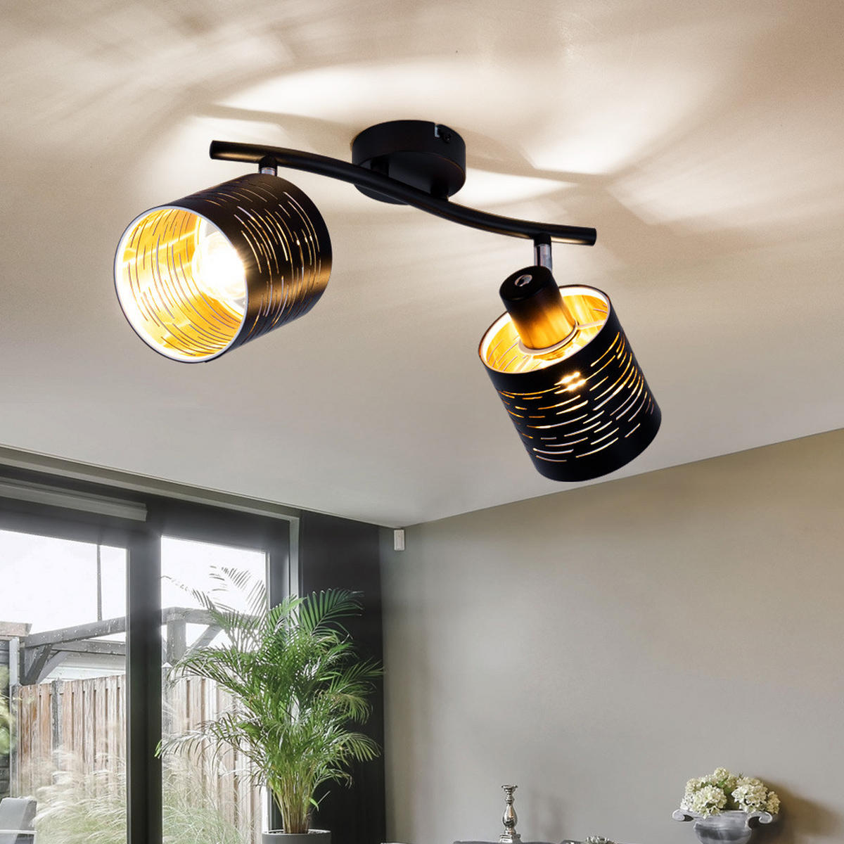 LED DECKENLEUCHTE TUNNO Schwarz Gold Metall - Schwarz, Metall (29.6/10/16cm)