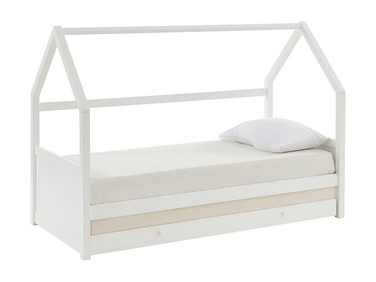 HAUSBETT - 1 Person - holz - weiß Hurra - Weiß, Holz (90/190cm) - Vente-Unique