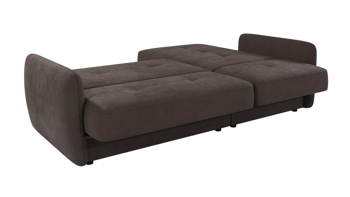 ECKSOFA Lupo Braun - Khaki Mikrofaser - Dunkelbraun/Schwarz, Holz/Kunststoff (232/147cm) - S-Style Möbel