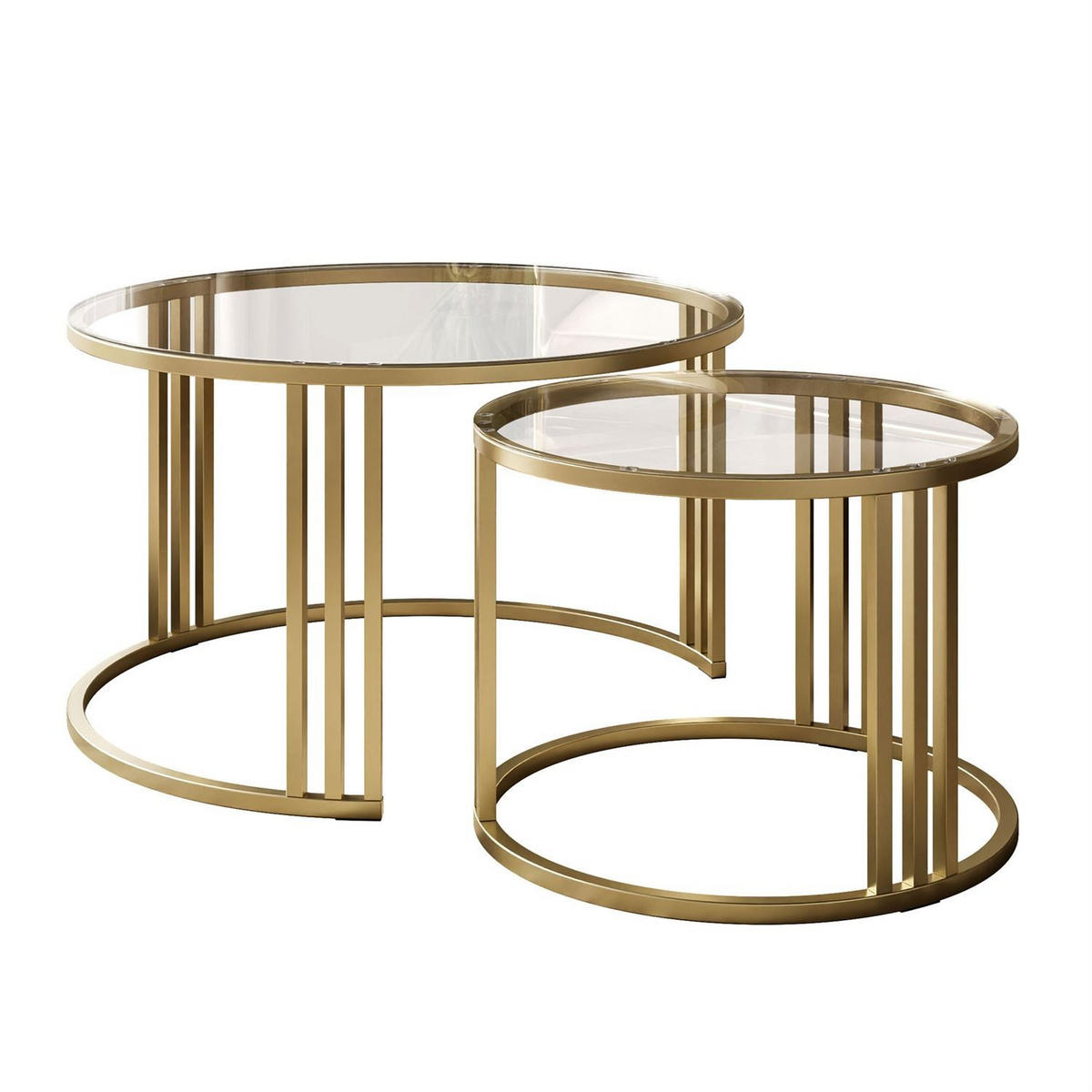 COUCHTISCH 2in1 LORI GLASS gebürstetes Gold, gebürstetes Gold / transparentes Glas - Transparent, Metall (70/70/43cm) - Lookway