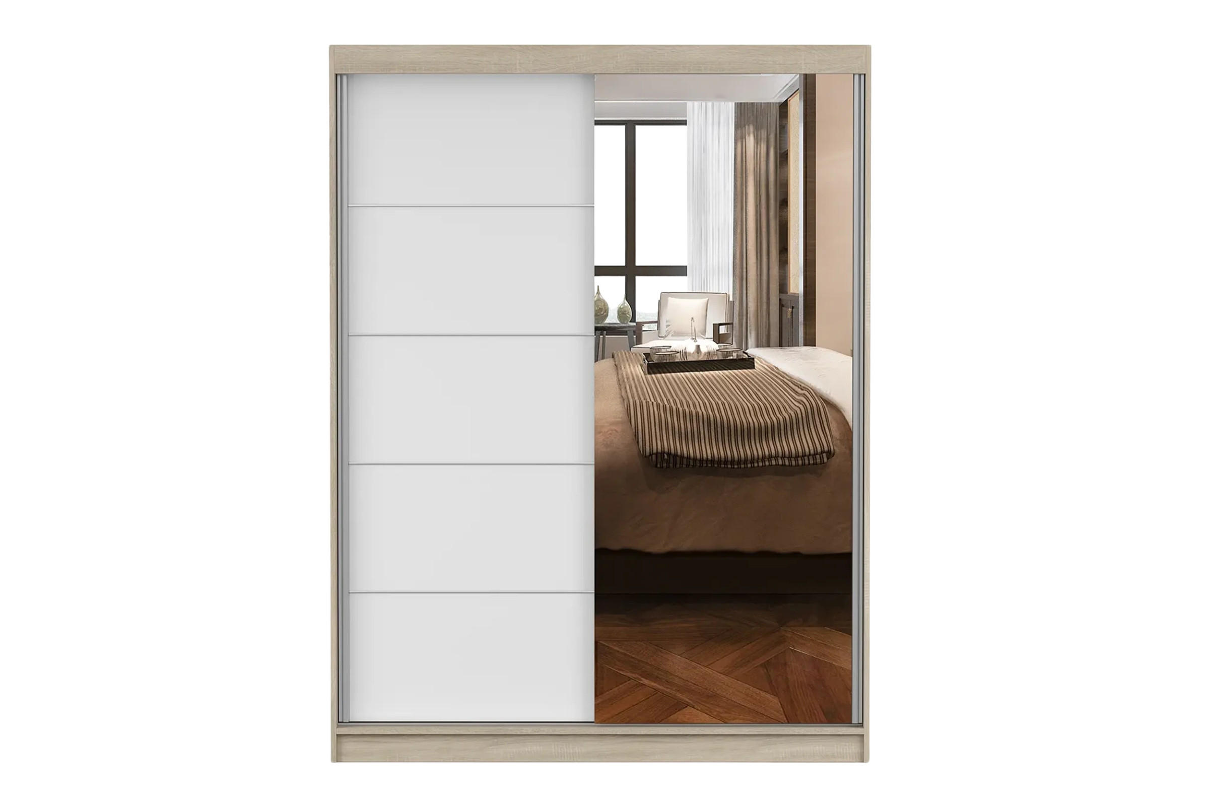 Deine Möbel 24 Schwebetürenschrank Eiche, Weiß 150x61x200 cm