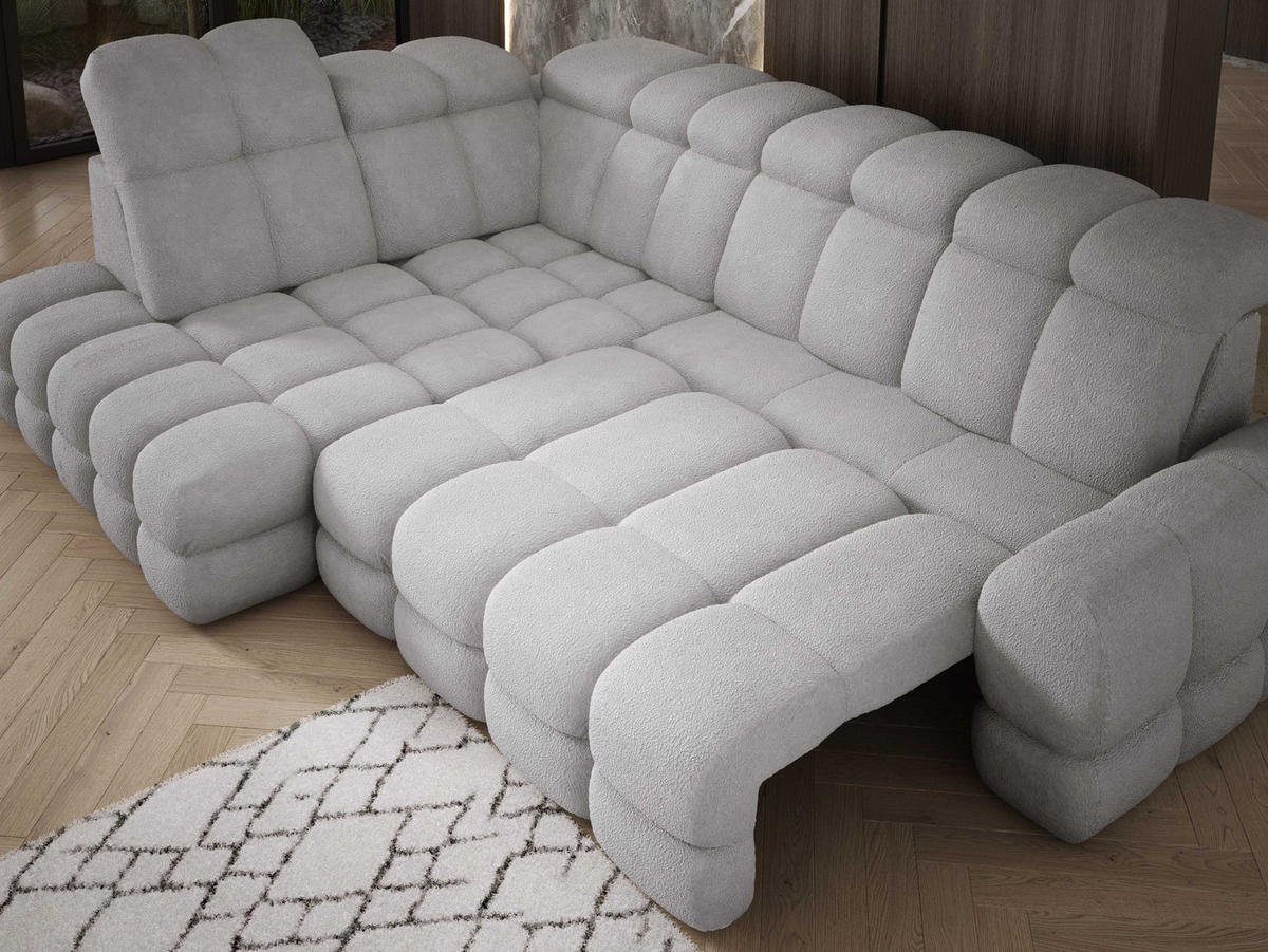 ECKSOFA TOLLO Anthology-stoff L-form 302x217x105 cm grau - Silbereichenfarben, Holz/Textil (302/217cm) - DomoHome