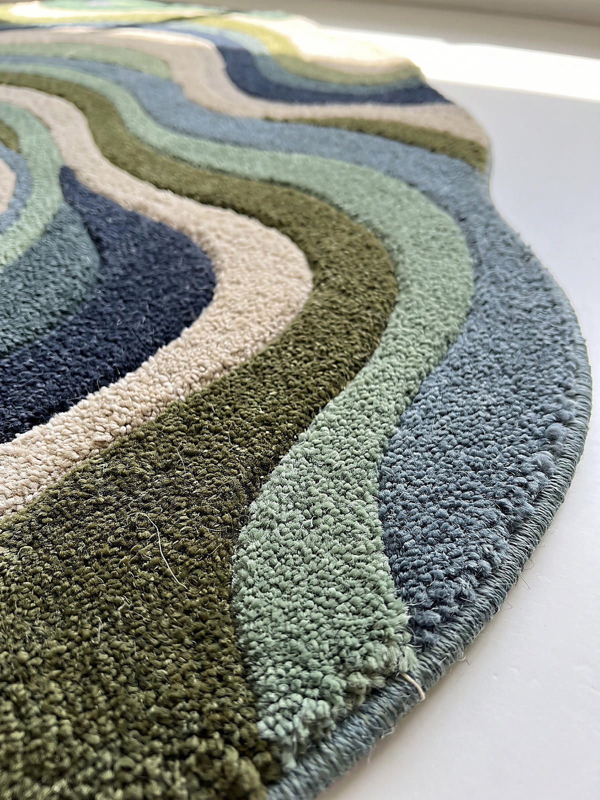 TEPPICH aus Wolle, handgetuftet, EFFRA, in Erdtöne-Grün, Wellen-Swirl, 200 x 290 cm - Grün, Textil (200/290cm) - KADIMA DESIGN